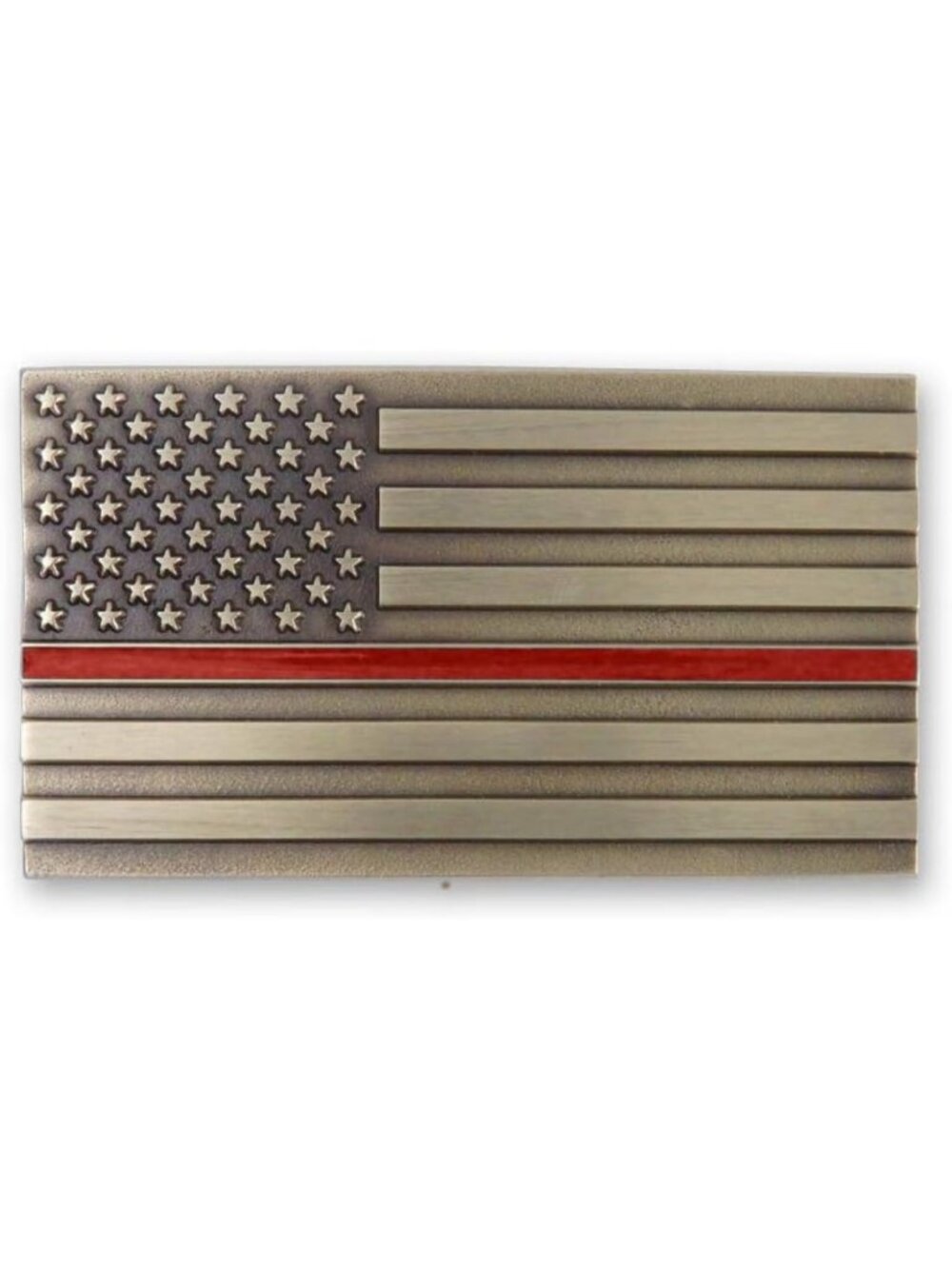 Thin Red Line Brass Enamel Belt Buckle - Stylish Accessory for Men & Women